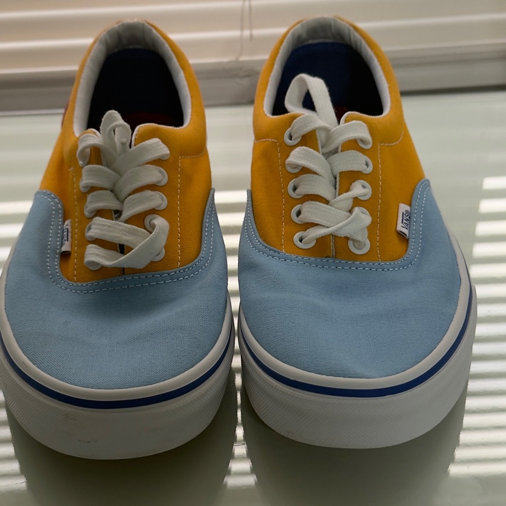 Vans Two-Tone Light Blue, red & Yellow Canvas Sneakers